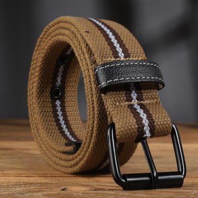 Verlengde canvas riem geschikt voor heren- en dames casual werkkleding, vintage riemen en jeansriemen 120cm abrikoos