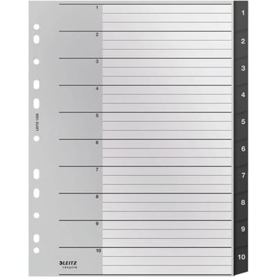 Leitz Recycle Tabbladen PP A4 - Extra Breed - 1-10 Numerieke Tabbladen - Zwart