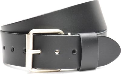 Moderiemen 5cm brede lederen jeans riem - 100% leder - zwart - Maat 85 - totale lengte 100 cm