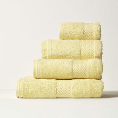 Homescapes luxe zeepdoekjes set van 4 geel 30x30cm, Egyptisch katoen 500g/m²