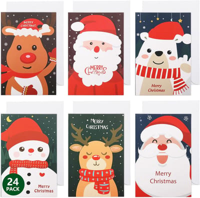 Kerstkaarten Assortiment 24 Stuks - 20 x 15 cm - Blanko Kerstkaarten met Enveloppen - Verstuur je kerstgroeten - ShopVlot