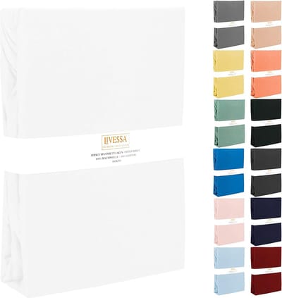 90 x 200 cm, van katoen, single jersey stof, 140 g/m², hoeslaken met 30 cm matrashoogte, ultrazacht en ademend, ook geschikt voor matrassen van 100 x 200 cm - Livessa