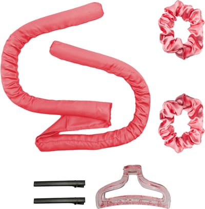 Somstyle Heatless Curls Set - 6-Delig - Haarrollers - Haarklemmen - Krulspelden Zelfklevend - Scrunchies - Roze