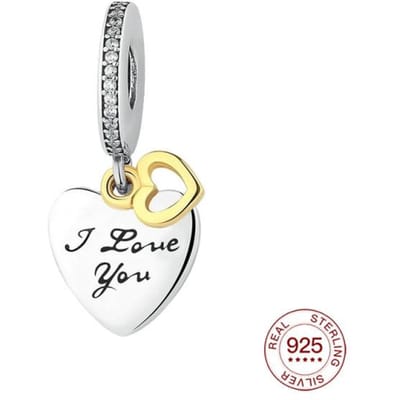 925 Zilveren Bedel Tweekleurige Trouwringen Hangende Bedel Hanger Past Originele Ketting voor Vrouwen Mode Sieraden Cadeau white