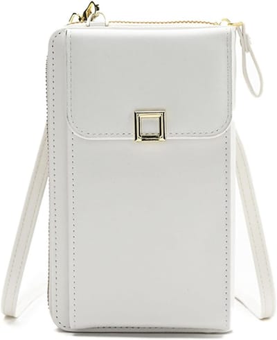 Draagbare smartphonehouder voor dames met schouderband, leren portemonnee en tas, compact en stijlvol