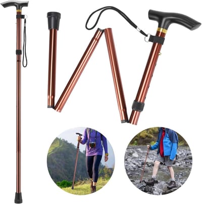 MKSS® Wandelstok Opvouwbaar - Wandelstokken Dames en Heren - Bruin