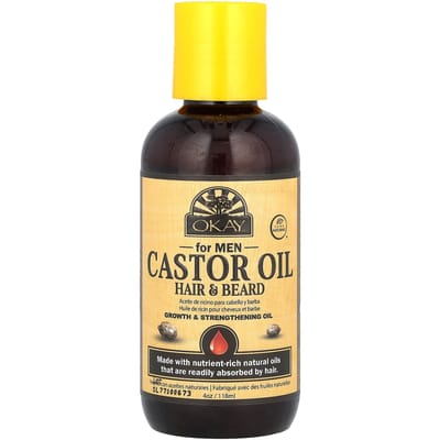 Okay Pure Naturals, Castor Oil, Hair and Beard, Men, 4 oz (118 ml)