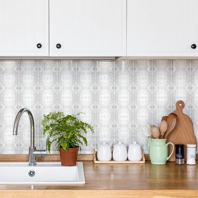 Zelfklevende tegelmuurstickers voor keuken en badkamer - 9 elegante gouden marmerlook cementtegelstickers - 9 stickers van 15x15 cm