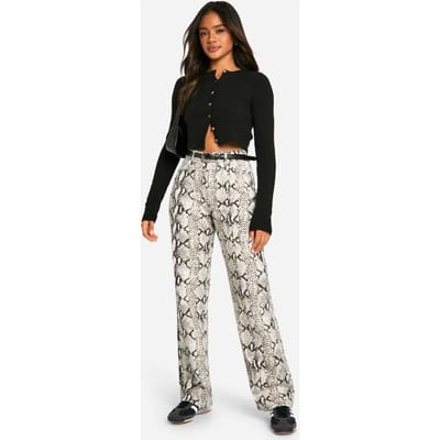 boohoo Dames Straight Leg Jeans met Slangprint | Slangenprint | Maat: 36