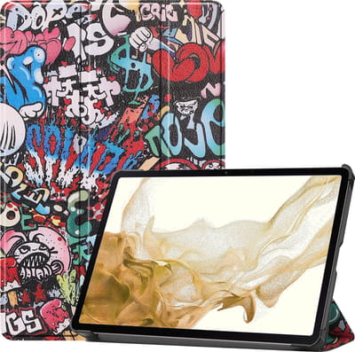 Hoes - Geschikt voor Samsung Galaxy Tab S8 - Dun & Stevig - Trifold Bookcase - Hard Cover - Hardcover Book Case - Tablet Hoesje - Graffity