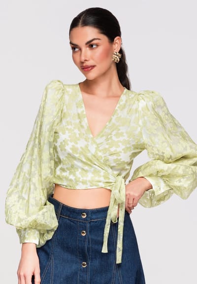 OMBRE Blouse - Slim Fit - Viscose - Lange Mouw Groen S