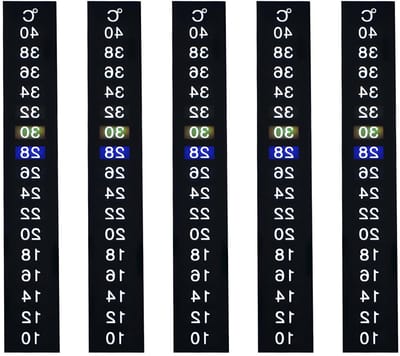 5 stuks zelfklevende aquarium thermometerstickers, zwart, voor nauwkeurige temperatuurmeting onder waterspiegel