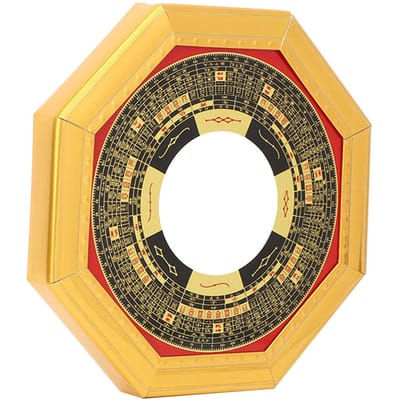 Traditionele Chinese Feng Shui BolleHolle Bagua Spiegel Voor Huis Bedrijf Geluk(Concaaf) yellow