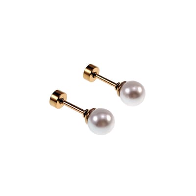 6mm Oorstekers - Parel Oorbellen - Kunstmatige - Goudkleurige RVS - Oorstekers met Draaisluiting - Oorbellen Dames
