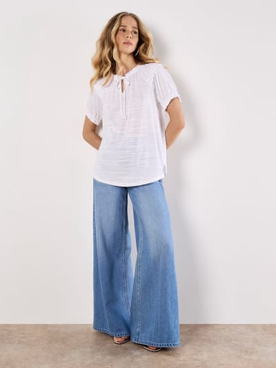 Ruffle Detail Jersey T-Shirt