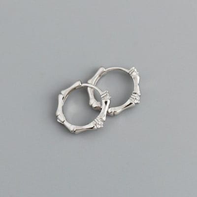 925 Sterling Zilver Bamboe-vormige Hoepeloorbellen Creatieve Zirkonia Franse Cirkel Oorbellen Pendientes Mujer zilver