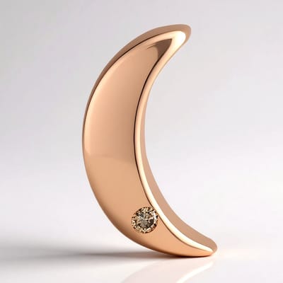 Cavill - Zilveren Hanger - 925 Sterling Zilver Rosé Verguld - I1 Argyle-Rose de France Diamant 0,027 ct - Halve Maan Luxe Dameshanger 15x8 mm