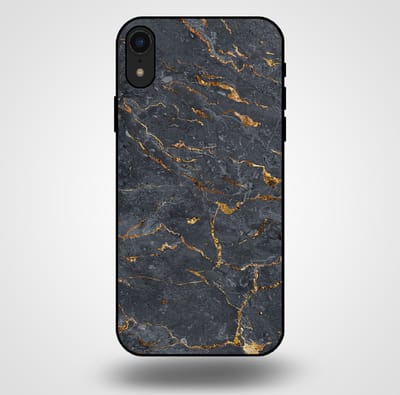 Smartphonica Telefoonhoesje voor iPhone Xr met marmer opdruk - TPU backcover case marble design - Goud Grijs geschikt voor Apple iPhone XR
