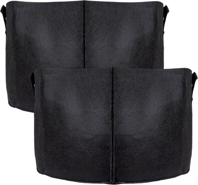 Intirilife 2x fleece plantzak in 56 liter - 15 gallon - 50 x 30 cm - Plantenbak van fleece met draaggrepen voor tuin, kas en nog veel meer. - Plantenbak plantzak