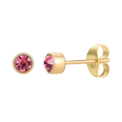 Aramat Jewels | Oorbellen | Goudkleurige Oorstekers 4mm - Roze Kristal | | | |4mm | Staal | Kinderen, Volwassenen | Verkleurd niet