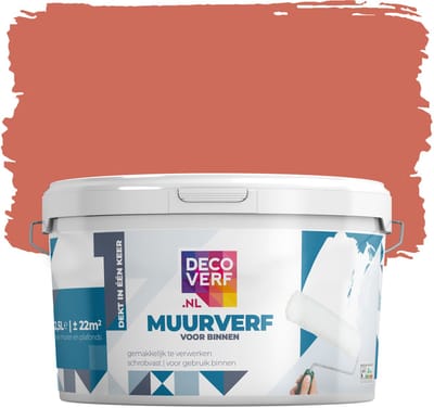 Decoverf muurverf mat terra rood, 2.5L