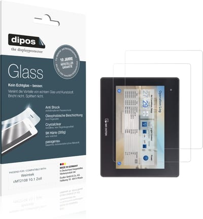 dipos – 2x Pantserfolie geschikt voor Weintek cMT2108 10.1 Zoll | 9H Screenprotector