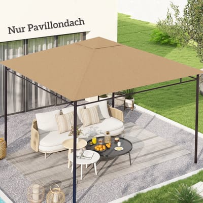 Wishdor - Vervangingsdak Voor Paviljoen - UV-Bestendig En Met Waterafvoer - Polyester - Beige - 298 x 295 cm