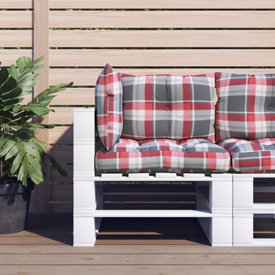 vidaXL - Palletkussens - 3 - st - ruitpatroon - stof - rood