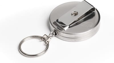 *** 2 RVS Uittrekbare Koord Sleutelhanger - Skipashouder met intrekbare stalen kabel - van Heble® ***