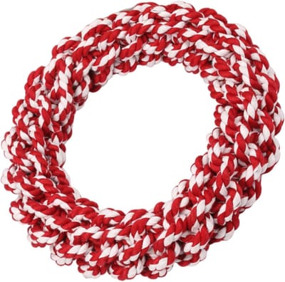 Hondenspeelgoed Touw - Kauwspeelgoed Hond - Touwtrekken Spel - Natuurlijk Katoen Materiaal - 20 cm Lengte - Rood
