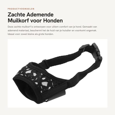 Dailygoods- Hondenmuilkorf Zacht - Ademend - Verstelbare Riem - Voor Kleine/Middelgrote/Grote Honden - Veiligheid - Comfortabel - Muilkorf