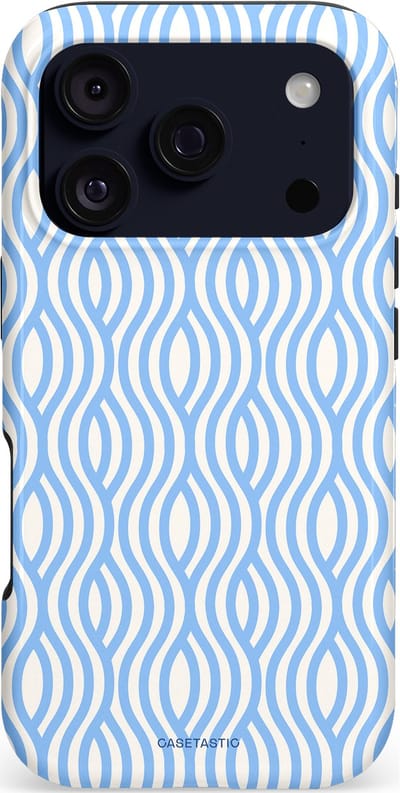 Casetastic hoesje geschikt voor Apple iPhone 17 Pro - MagSafe - Dubbellaagse bescherming - Zeegolf Patroon - Fashion Case - Lichtblauw Wit Lichtgrijs