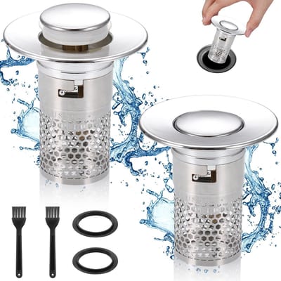 NTHProducts - Pop-Up Sink Plug - Vervangingsset - Eenvoudige installatie - Zilver - Afvoerplug - Geschikt voor badkamer - 34-40mm