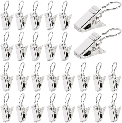 Dailygoods- Gordijnclips 150 Stuks - Roestvrij Staal - Multifunctionele Klemmen - Douchegordijnhaken - Handdoekhaak - Eenvoudig te Installeren - Haakjes