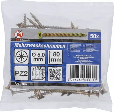 BGS Multischroeven - kruiskop PZ2 - 5,0 x 80 mm - 50 stuks