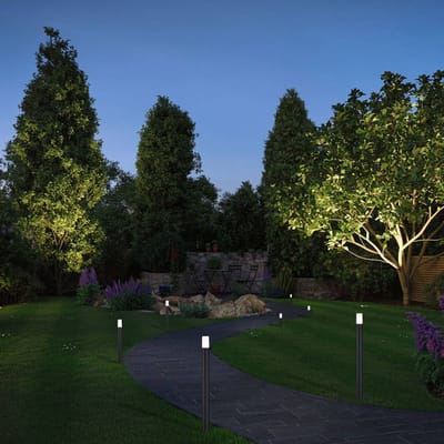 Plug & Shine LED-bolderlamp Flarea Enkele lamp IP65 cilindrisch 200 mm 3000K 3,6W 150lm 24V Zwart Metaal