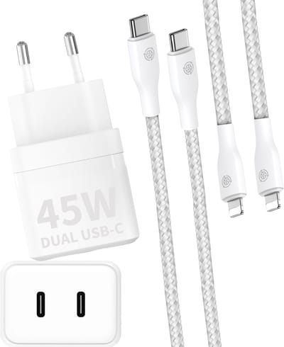 Lange oplader geschikt voor iPhone 14 / 13 / 12 / 11 / X - 3 Meter - Lightning - Snellader 2 poorten - 45w Fast Charge