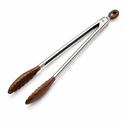 BBQ Tang 39 cm van RVS & Walnotenhout – Grilltang – Keukentang – Houten Keukengerei – Extra Lange Serveertang