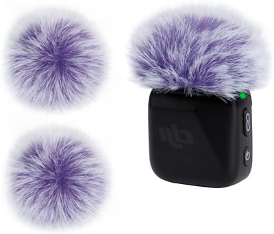 Compatibele Windschuim voor DJI Mic Mini - 2 Stuks Fuzzy Microfoon Windscreen voor Vermindering van Windgeluid, Paars, Ideaal voor Buitenopnames