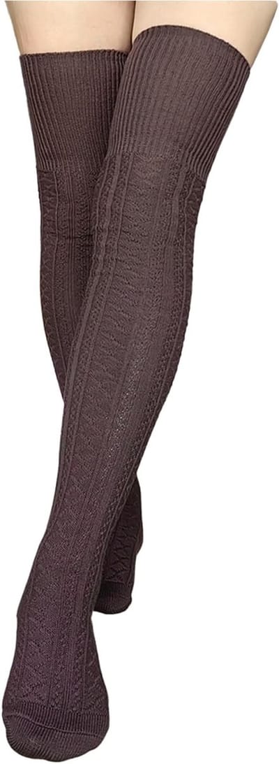 Dikke Warme Overknees Kousen voor Dames en Meisjes - Gebreide Katoenen Lange Kousen voor Koude Dagen