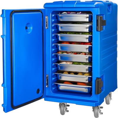 Geïsoleerde Voedselcontainer, 127 Qt, Dubbele Gespen, Handgrepen, Wielen, voor Catering, Restaurant, Kantine