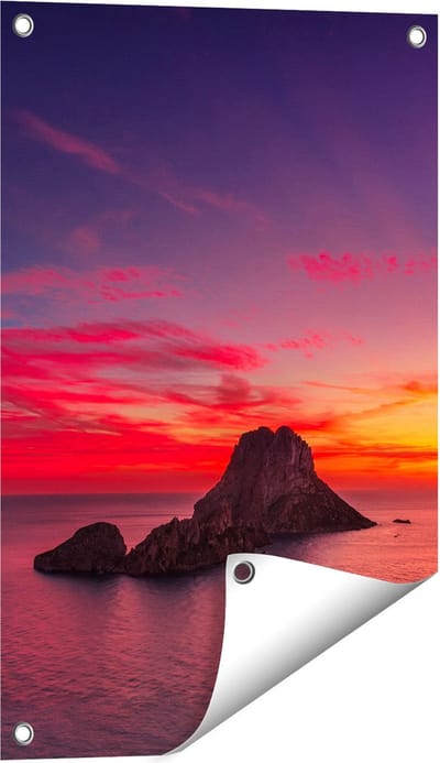 Gards Tuinposter Ibiza Rotsen Eiland bij Zonsondergang - 40x60 cm - Tuindoek - Tuindecoratie - Wanddecoratie buiten - Tuinschilderij