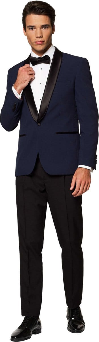 OppoSuits Midnight Blue - Heren Tuxedo Smoking met Vlinderdas - Chique - Blauw - Maat EU 52