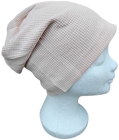 de huismus - anti straling - E-M-F Large Beanie Ecru katoen Faraday-stof, zilverkleurige voering, tegen 5 g, BT, slimme meters & WiFi straling