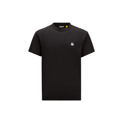 Moncler Genius X Palm Angels Samenwerking FW23 Logo Ontwerp Eenvoudige Gebreide Katoenen T-shirt met Korte Mouwen Unisex Tops Zwart I209L8C00003M3568999 S black