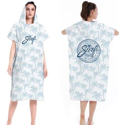 Poncho de Surf Serviette Microfibre Poncho de Surf à Capuche Robe de Bain pour se Changer Séchage Rapide Serviette de Plage Piscine avec Capuche Combinaison Néoprène 110X80cm