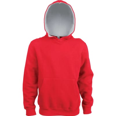 Kariban Kinder hooded sweater met gecontrasteerde capuchon K453 - Red / White - 6/8 Y (6/8 ans)