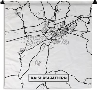 Wandkleed - Wanddoek - Kaart - Kaiserslautern - Plattegrond - Stadskaart - 180x180 cm - Wandtapijt