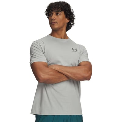Under Armour Sportief T-shirt voor heren met logo op de borst (Titanium)