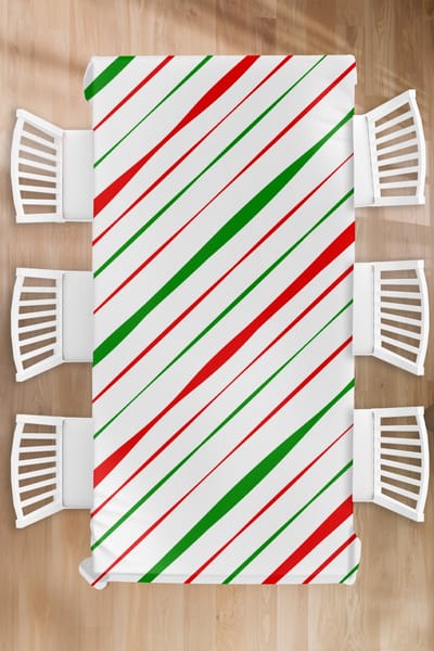 Kerst Tafelkleed - Kerstmis Decoratie - Tafellaken - Patronen - Kerst - Strepen - 130x260 cm - Kerstmis Versiering - Tafeldecoratie Kerstmis - Kerstdecoratie tafel - Tafelversiering